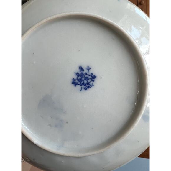 VTG Blue & White Porcelain Transferware Saucer 5.5" Japanese Chinoiserie Coastal - Picture 3 of 7